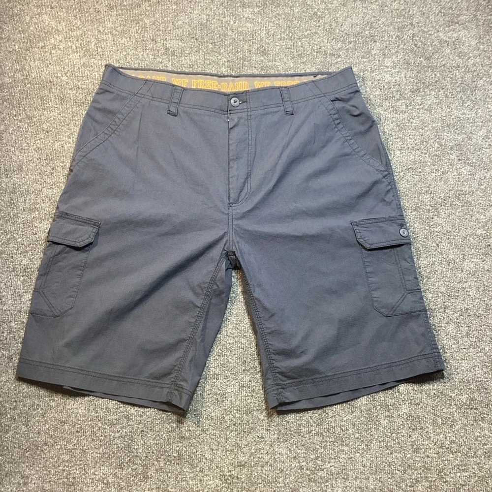 Wearfirst Men's Blue Solid Cargo Shorts Size 40 Stretch Zip Pockets Free Band